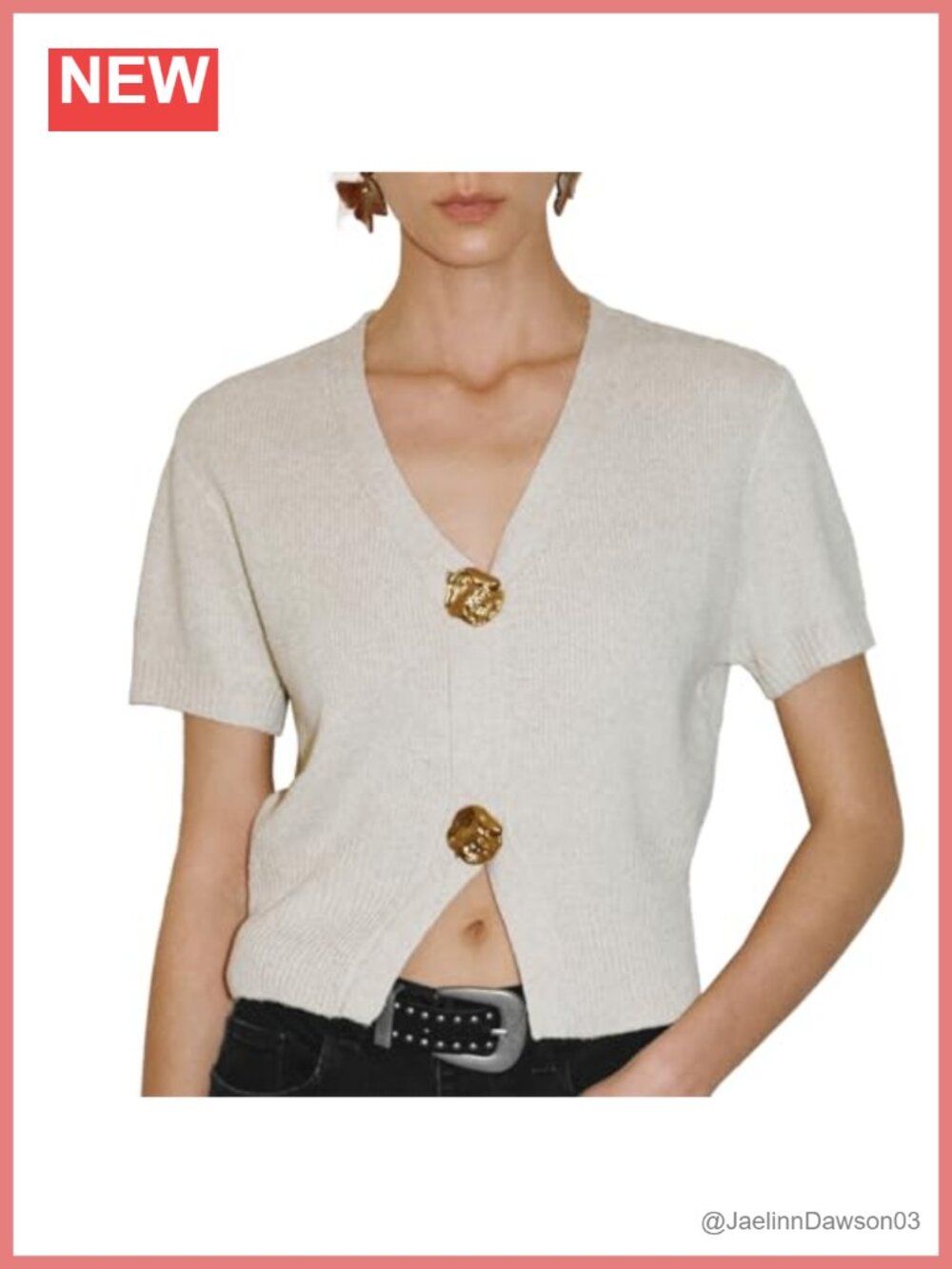 Women's Short Sleeve V-Neck Button Down Cropped Knit Cardigan Summer Sweater